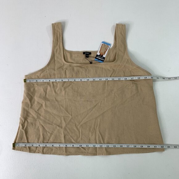 Express Women's Top L Beige Linen Blend Square Neck Tank Top Size L - Picture 3 of 6